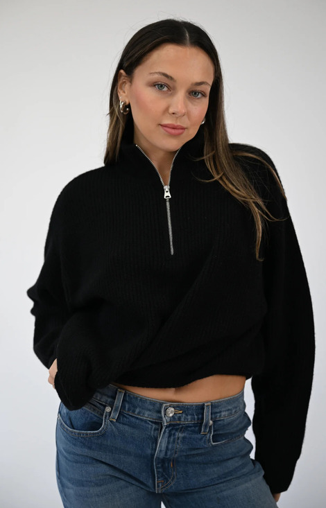 Jenni Kayne Sweaters - Jenni Kayne Cashmere Half Zip in Black